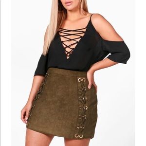 Lace up mini skirt